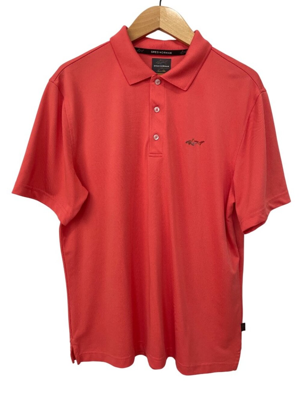 Greg Norman Tasso Elba Polo Shirt Medium PLAYDRY Golf Performance Coral Active